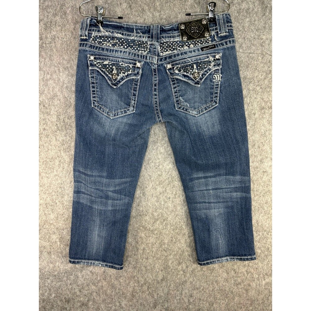 Miss Me Capri Jeans Size 31 JP5002CP-18 Flap Pockets Rhinestone